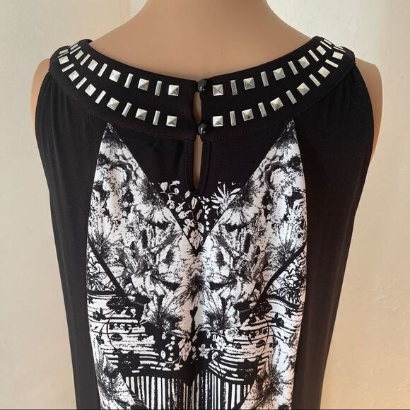 Style&Co Black & White Studded Neckline Maxi Dress MEDIUM - Picture 6 of 13